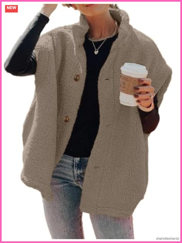 Womens Fuzzy Fleece Oversized Sherpa Button Down Vest Jacket With Pockets